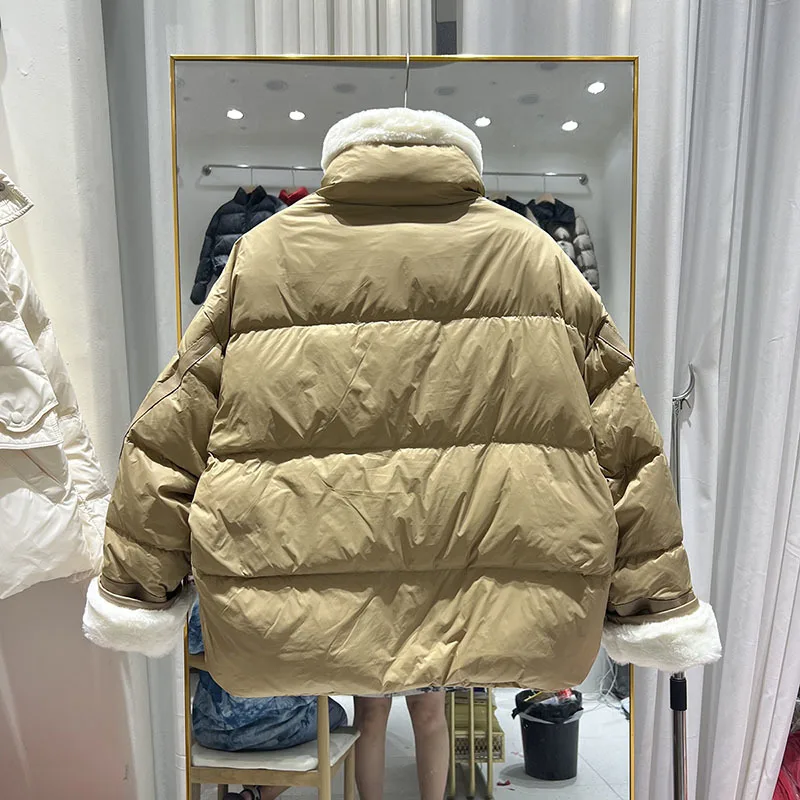 2023 inverno nuove donne cotone piumino impiombato cappotto colletto alla coreana giacca spessa calda moda femminile Design Chic parka