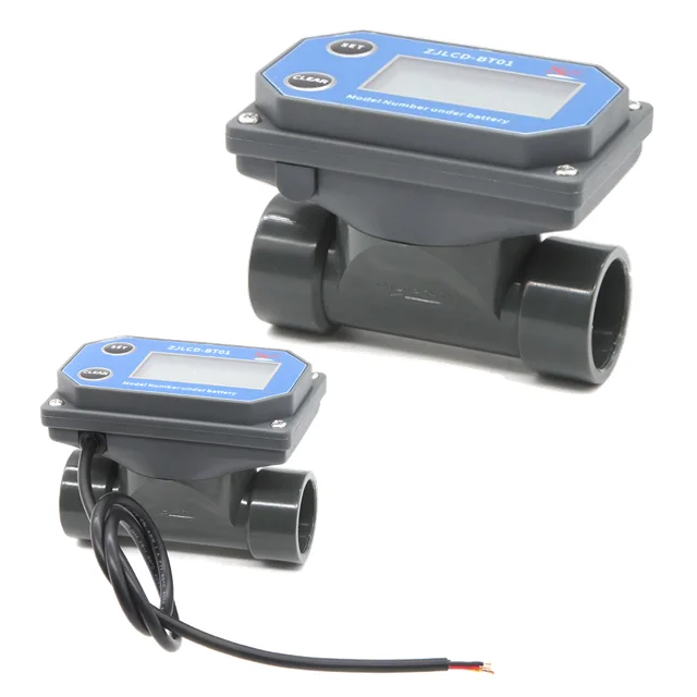 BT01-DN20 PVC WATER FLOW METER WITH TURBINE COUNTER DIGITAL FLOWMETER 10-150L/min QTS / M³ / L / GAL Measurement Battery/5-24V