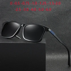 0 -0.5 -0.75 -1.0 To -6.0 Square Miopia Polarized Sunglasses With Degree Vintage TR90 Driving Nearsighted Sun Glasses For Men