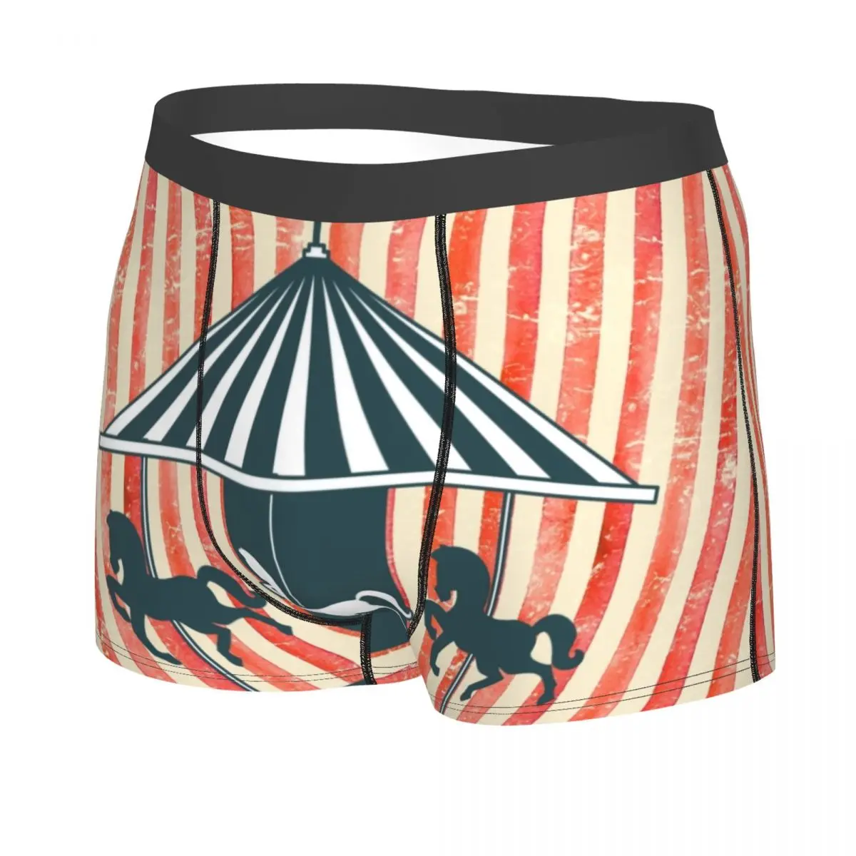 Custom Male Cool Horse Carousel Stripes Underwear Boxer Briefs Men Soft Shorts Underpants