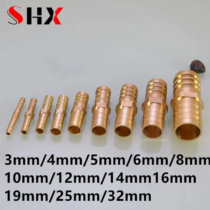 3 4 5 6 8 10 12 14 16 19 25 Mm Brass Straight Hose Pipe Fitting Equal Barb Water Pipe Joint Gas Copper Coupler Connector Adapter