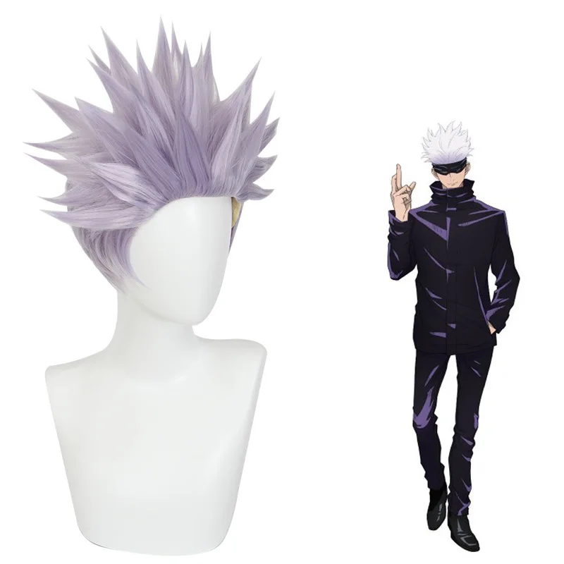 Shuutan Jujutsu Kaisen Gojo Satoru perruque de Cosplay retournée violet clair 458G