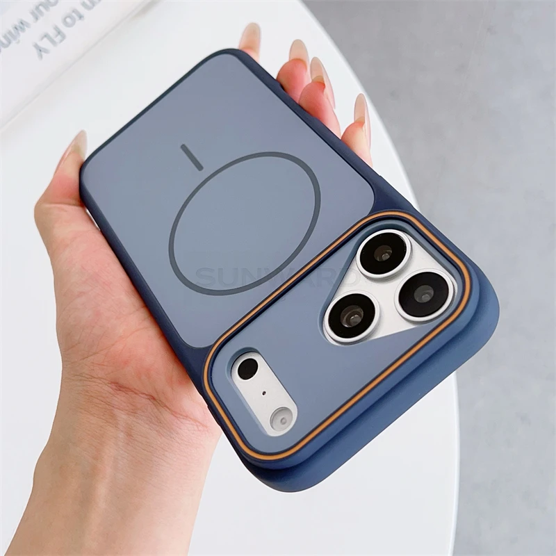 Luxuriöse Zweifarbige Magnetische Matte Stoßfeste Hülle für iPhone 17 16 15 14 13 12 Pro Max Air Plus Für Magsafe Kabelloses Laden Cover