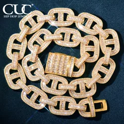 CUC Men Baguette Hip Hop Necklace 18MM Miami Cuban Chain Iced Out Zircon Gold Color Link Fashion Luxulry Jewelry