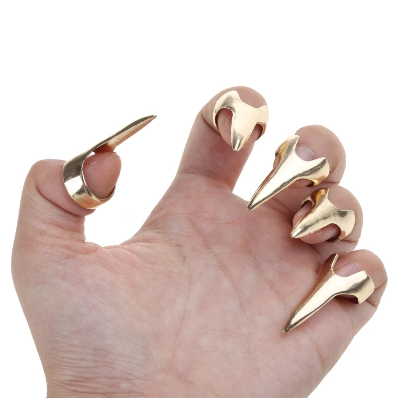 5 Pcs/lot Vintage Finger Ring Punk Hair Separation Ring For Hair Braiding Curling Claw Ring Halloween Cosplay Accessories