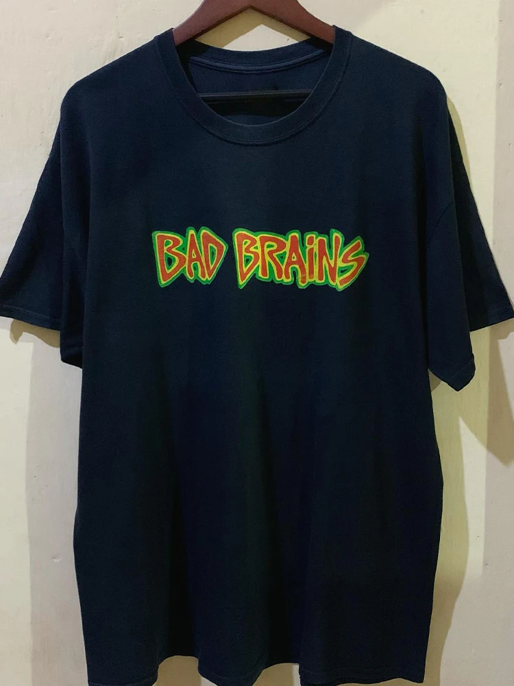 

Летняя футболка Bad Brains Rock Band в стиле регги в стиле хип-хоп High Street, винтажная хлопковая футболка с короткими рукавами, американская винтажная мужская футболка