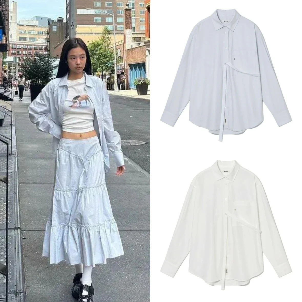 

Glow Jennie Design Loose Pure Color Satin Ribbon irt White Women's Casual Faionable Cotton 00% irt