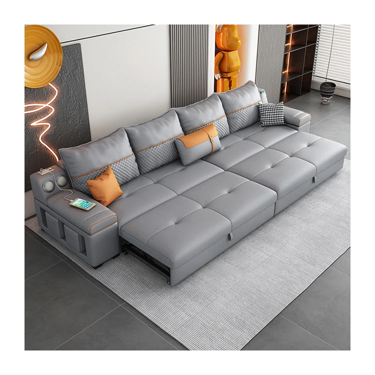 

For Furniture Factory New Design Multi-functional Living Room Sofa Back Adjustable Storage Queen Corner U Shape Sofa Bed