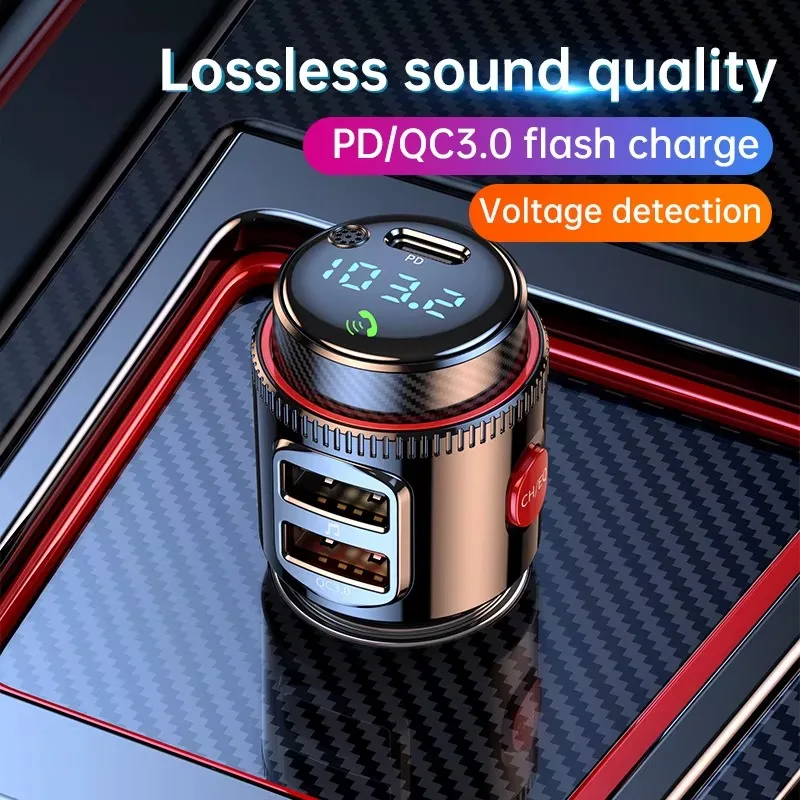 3.0 Bluetooth Car MP3 Player VR Robot PD30W+QC FM Transmitter Wireless Handsfree U Disk Play USB Car Dual Fast Charge Adapter