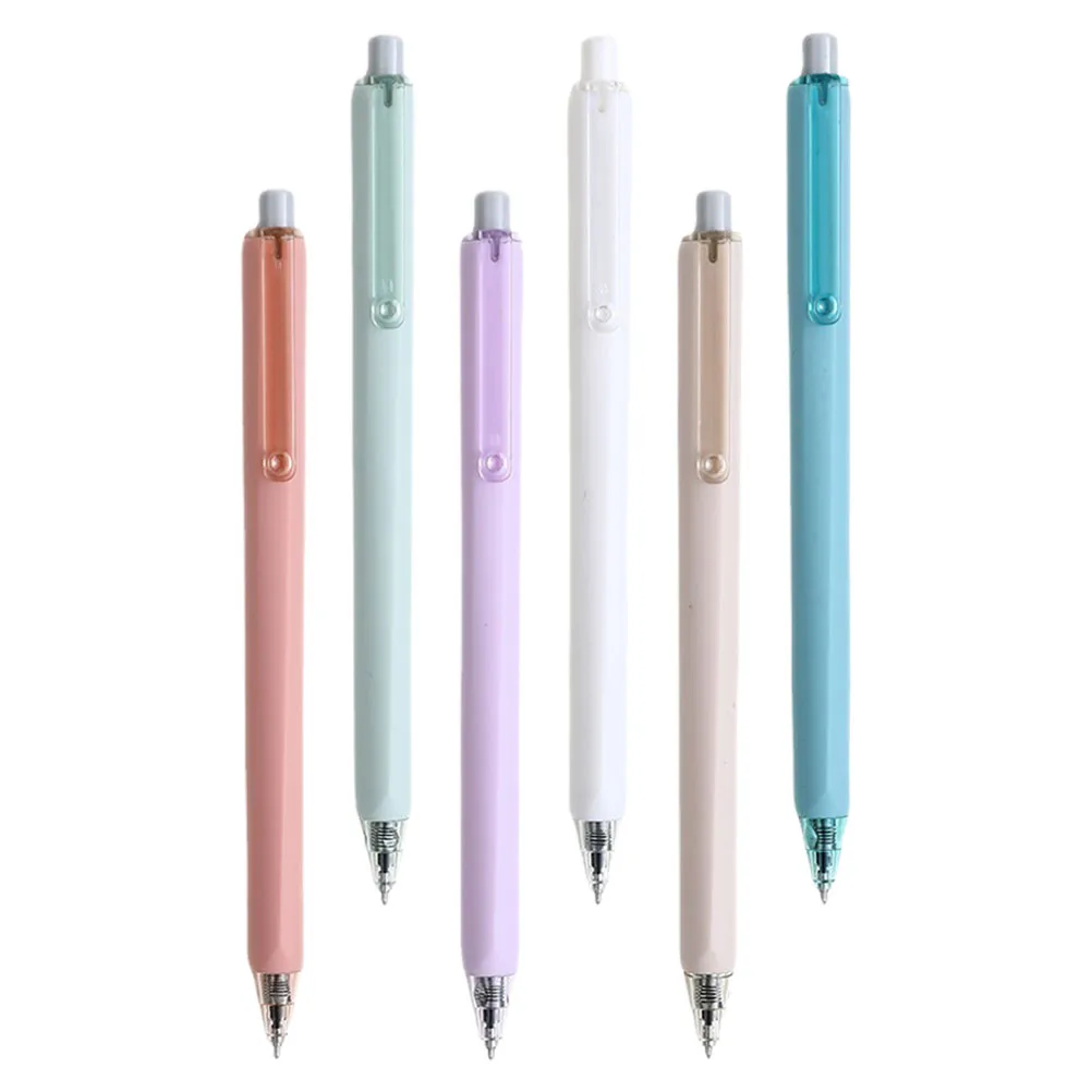 

6Pcs Ergonomic Press Type Ink Pen for Students Plastic Body Smooth Writing School Office Use