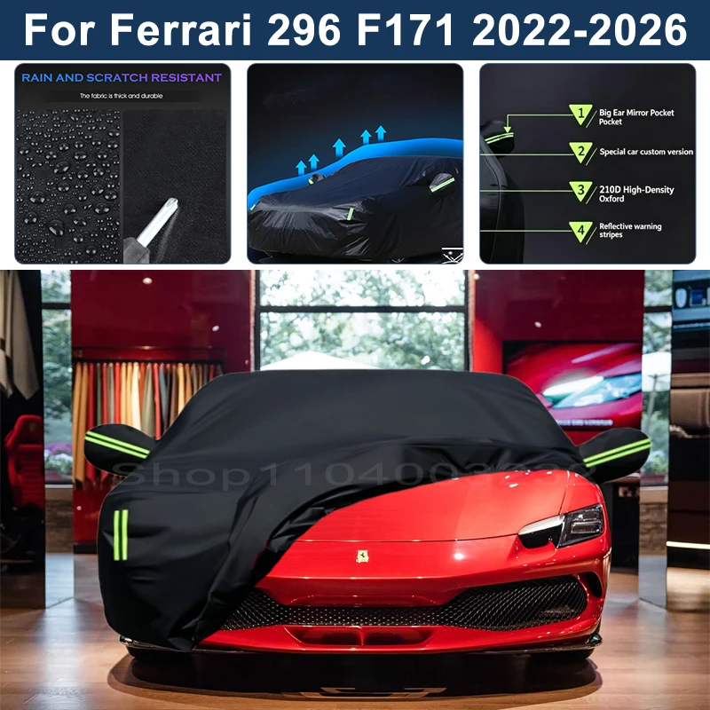 Auto Exterior Sun-Snow Protective Car Cover For Ferrari 296 F171 2022-2026 Waterproof Dustproof Anti-UV Outdoor Cover