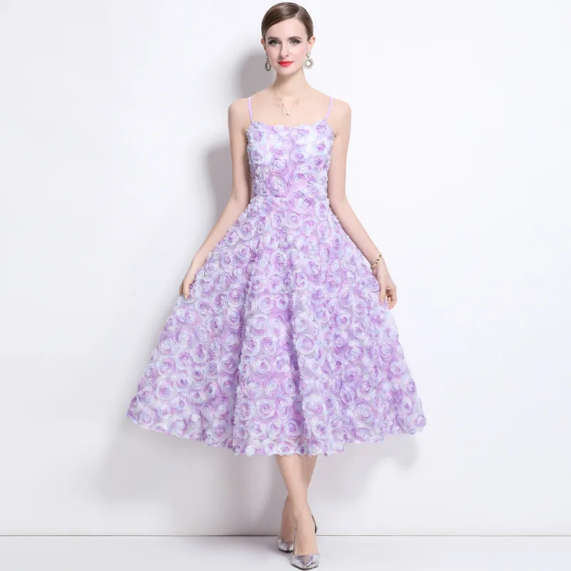 T-shirt en dentelle Rose, épaules dénudées, taille haute, tissu brodé Floral, Design Rose dimensionnel, vêtements de vacances, été