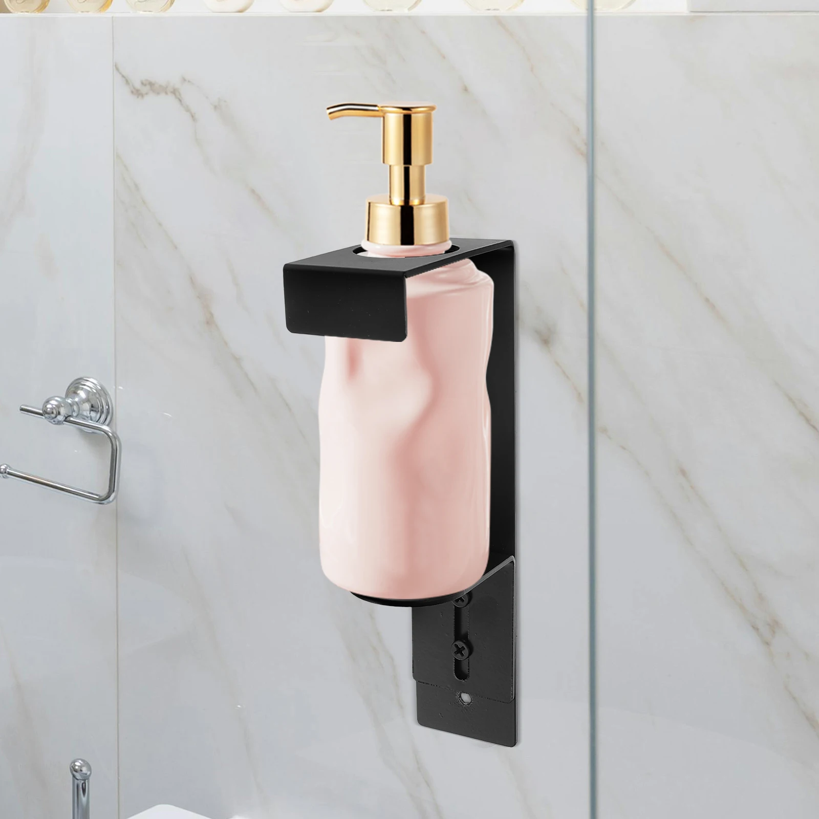 

Stainless Steel Soap Dispenser Holder Wall Mount Bathroom ganizer Shower Gel Bottle Shelf Shampoo Rack Splashproof