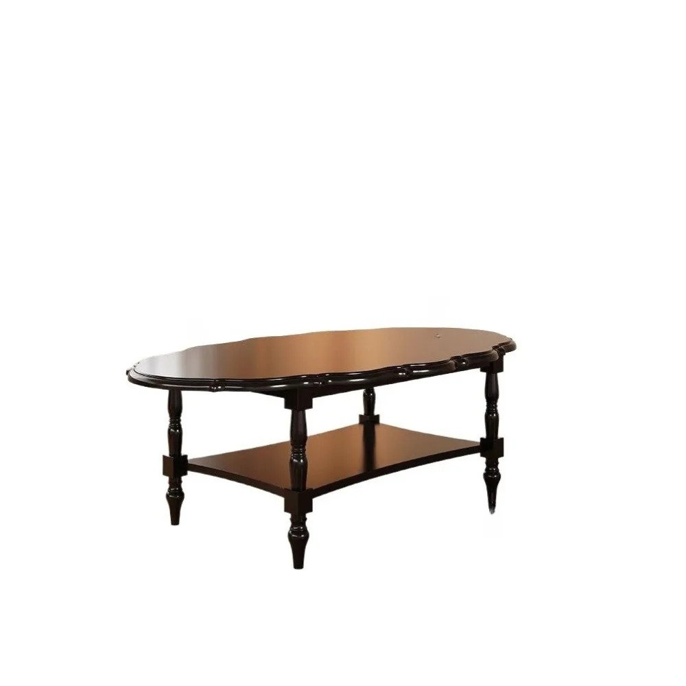 

Solid wood double-layer coffee table small apartment living room high-end art petal low table