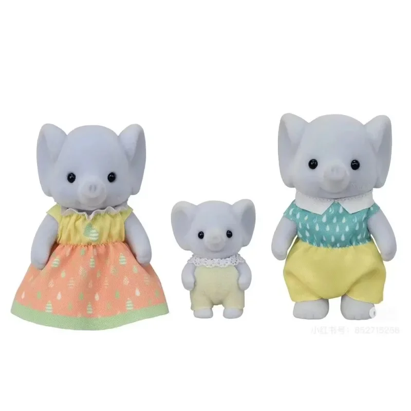 Sylvanian Families Anime Girl Figuras ternurines Auténticos críticos de Calico Conjunto de muebles elefante familia trio 5771