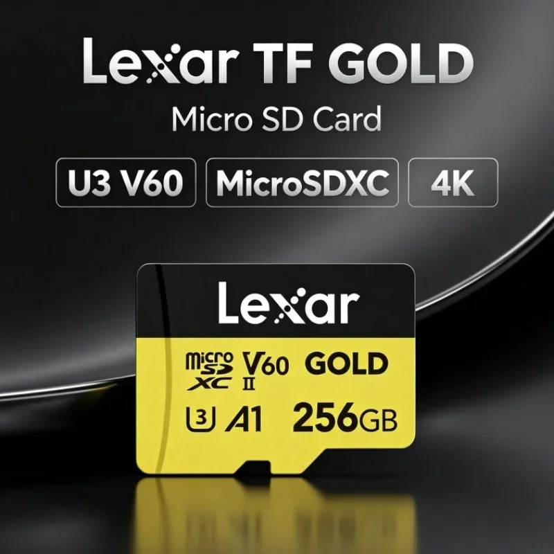 Lexar TF GOLD Professional microSDXC A1 C10 U3 V60 4K TF Card SD Card Memory Card 128GB 256GB for Digital Camera