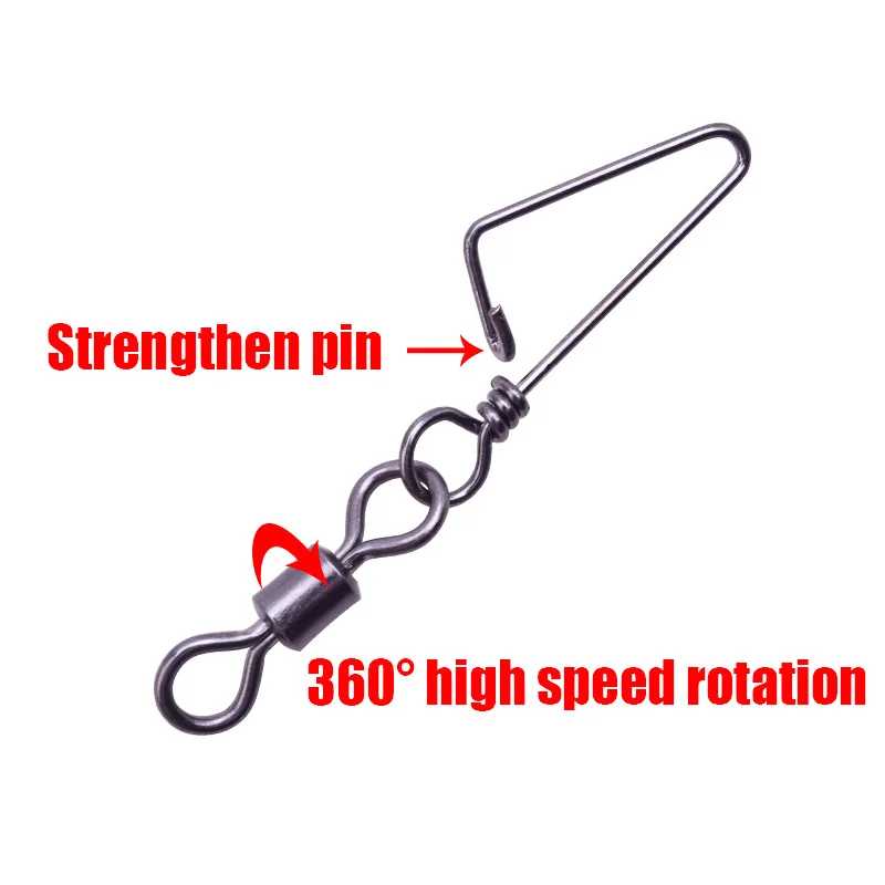 20Pcs 1#-14# Stainless Steel Fishing Triangle Connector Pin Bearing Rolling Swivel Snap For Lure Hook Fishing Tackle Accessories