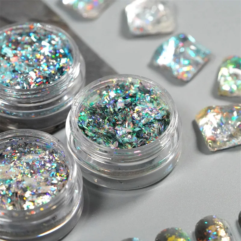 HNDO Irregular Holographic Flakes Nail Art Opal Powder for Professional Nails Manicure Decoration DIY Chunky Glitter LSW Series