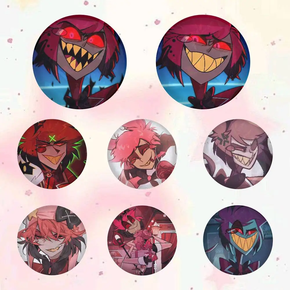Cartoon Alastor Angel Badges 25 32 44 58 75 Mm Round Cosplay Pin Bag Decor Fans Collect Friends Gifts Brooch Souvenir