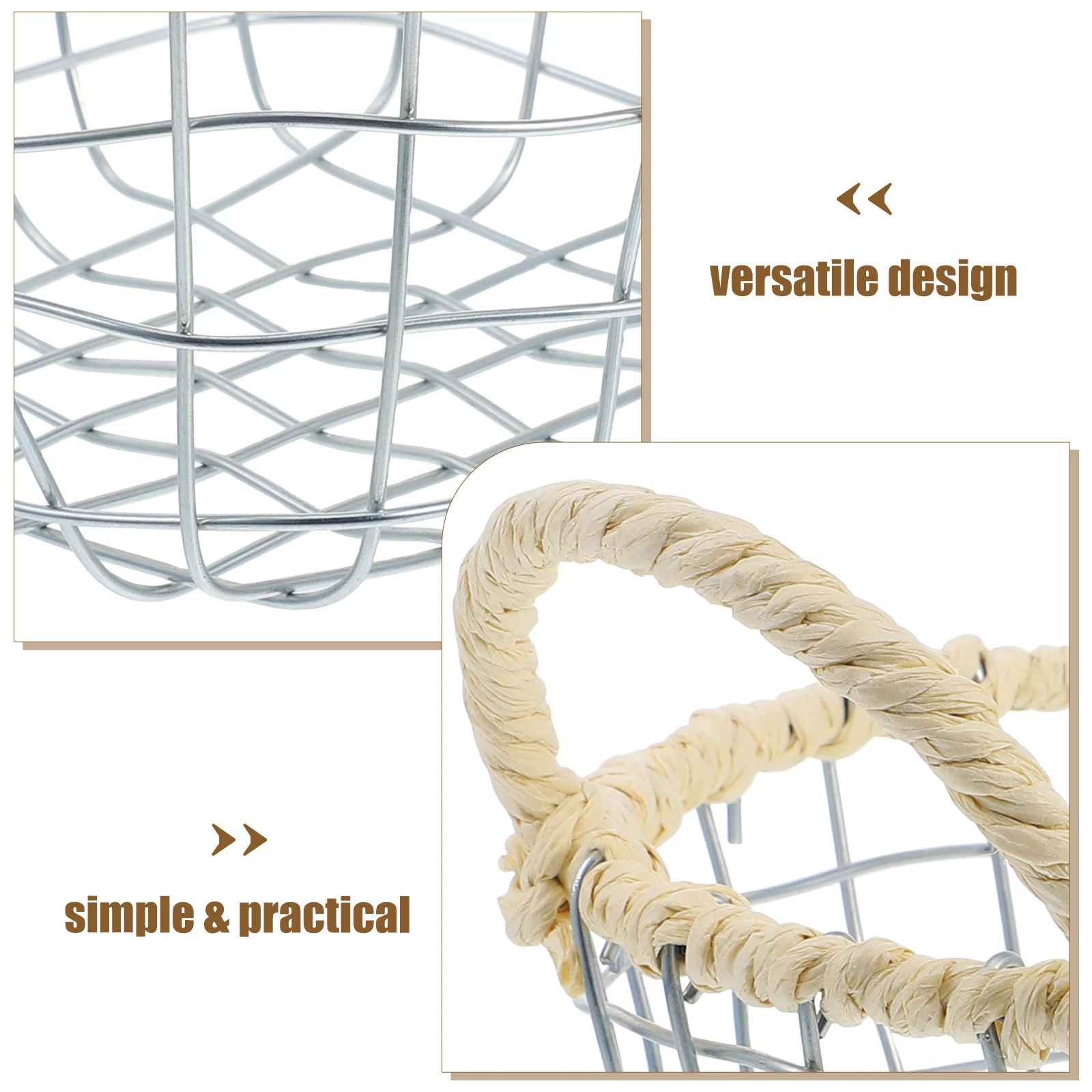 

Sturdy Iron Wire Basket Hollow Fruit Snack Holder Decorative Storage Accessory for Home Kitchen Easy Carry Lightweight