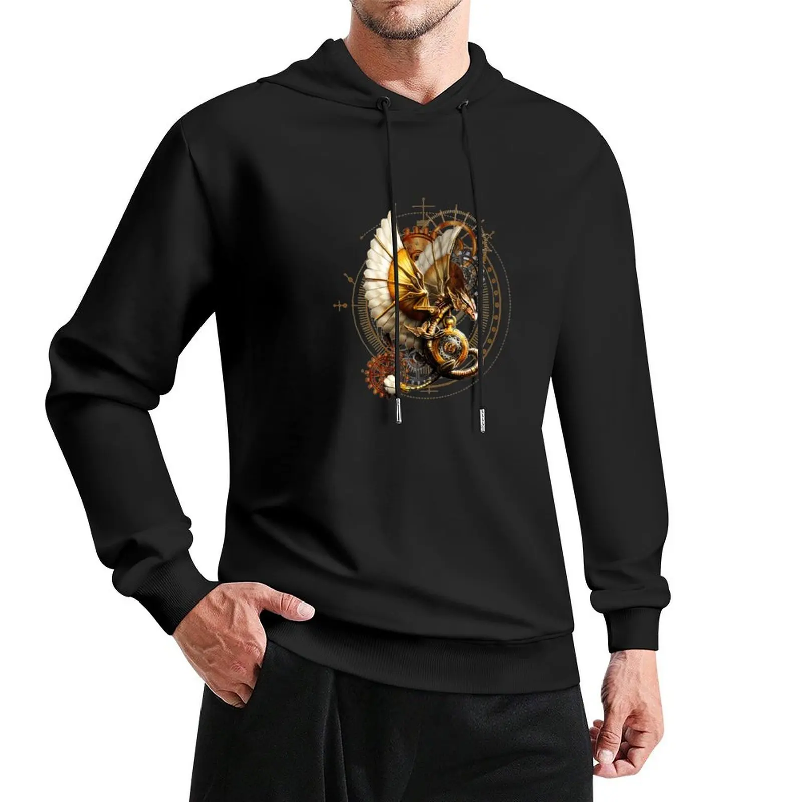 

Steampunk Dragon On Watch Gift Pullover Hoodie mens clothing men's autumn clothes men's hoodies