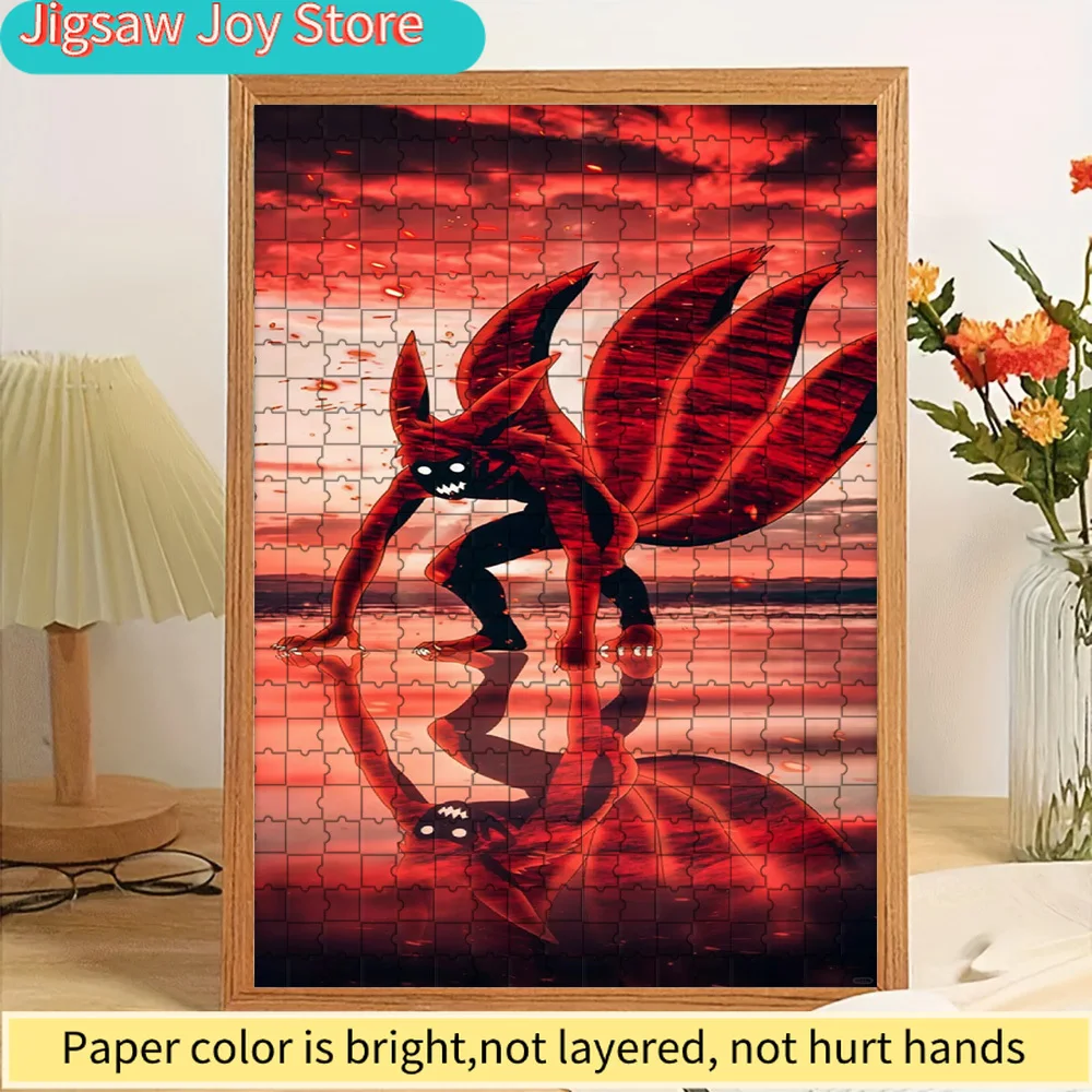 

Anime Naruto Kurama Nine-Tails Tailed Beast In Red Aesthetic With Reflection Scene Paper Puzzle, Premium High Definition Vivid P