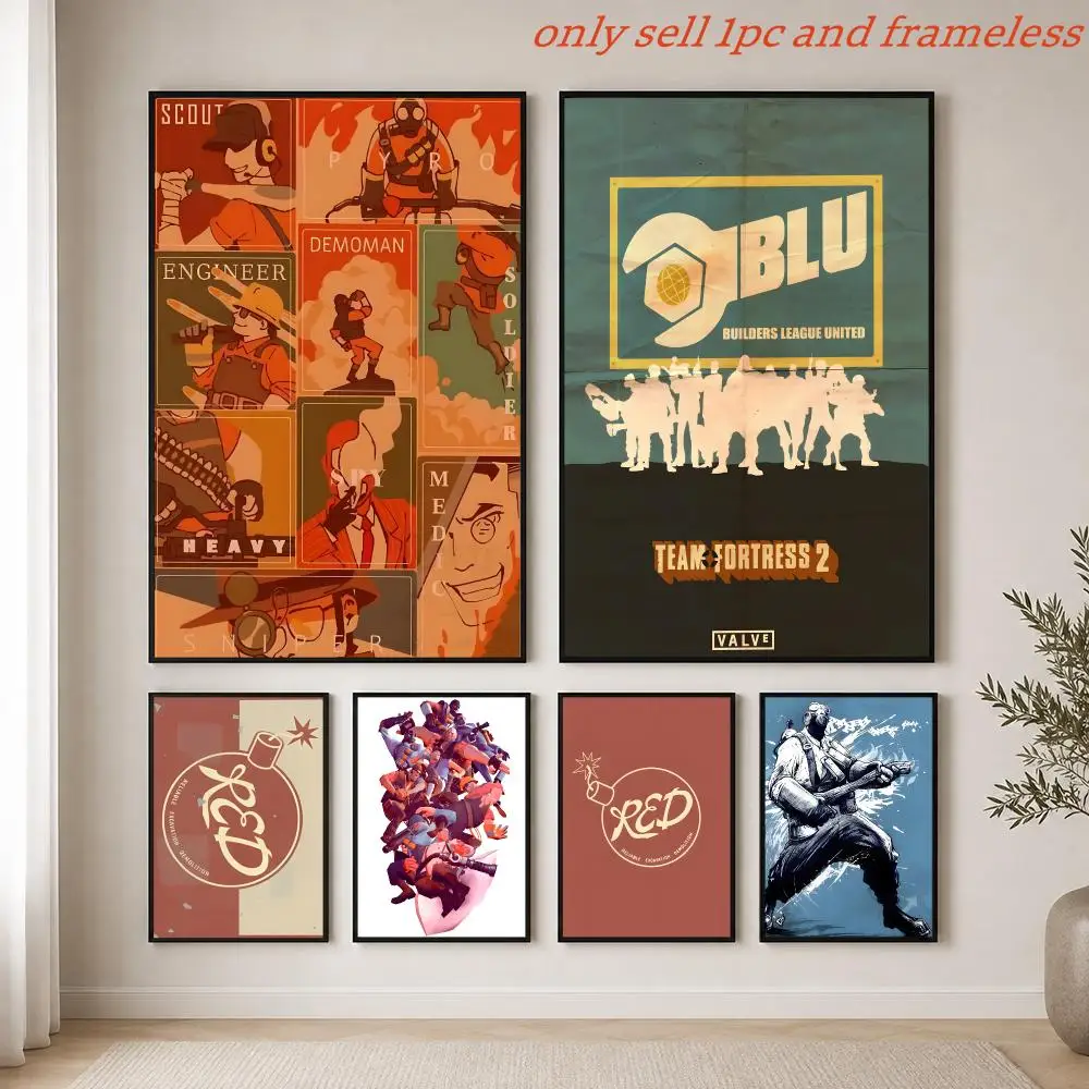 TF2 Team Game T-Team Fortress Poster HD Hot Theme Singer/OST/Movie/Anime-Waterproof Self-Stick Home Decor