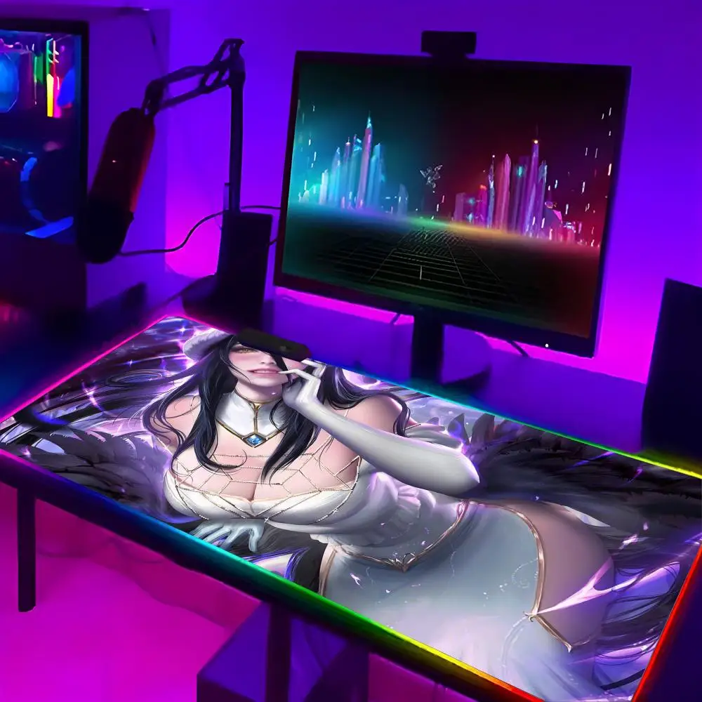 

OVERLORD Albedo MINISO коврик для мыши для киберспортеров светодиодный RGB чехол для клавиатуры настольный коврик красочная поверхность водонепроницаемый компьютерный игровой CS