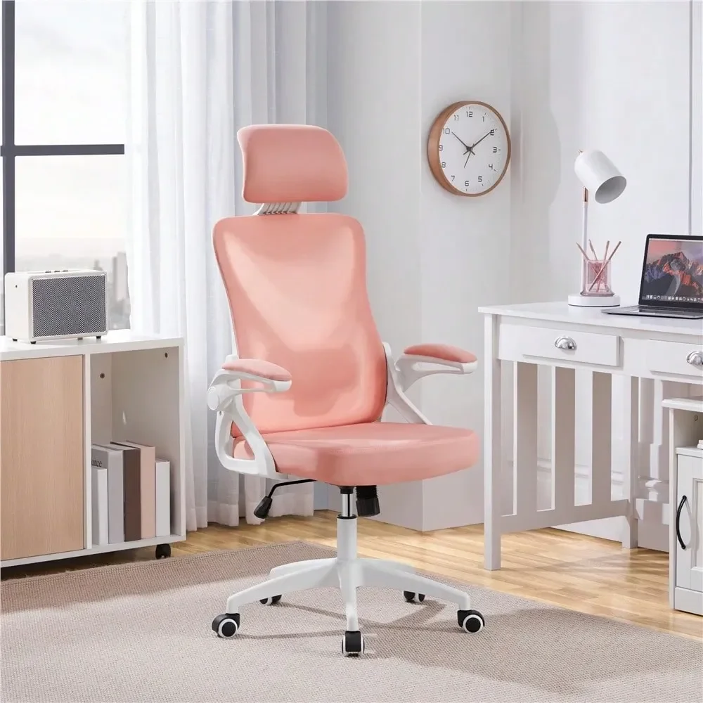 

office chairs computer chair1PC High Back Mesh Office Chair, Ergonomic Computer Chair With 90Flip Armrests And Adjustable Padded