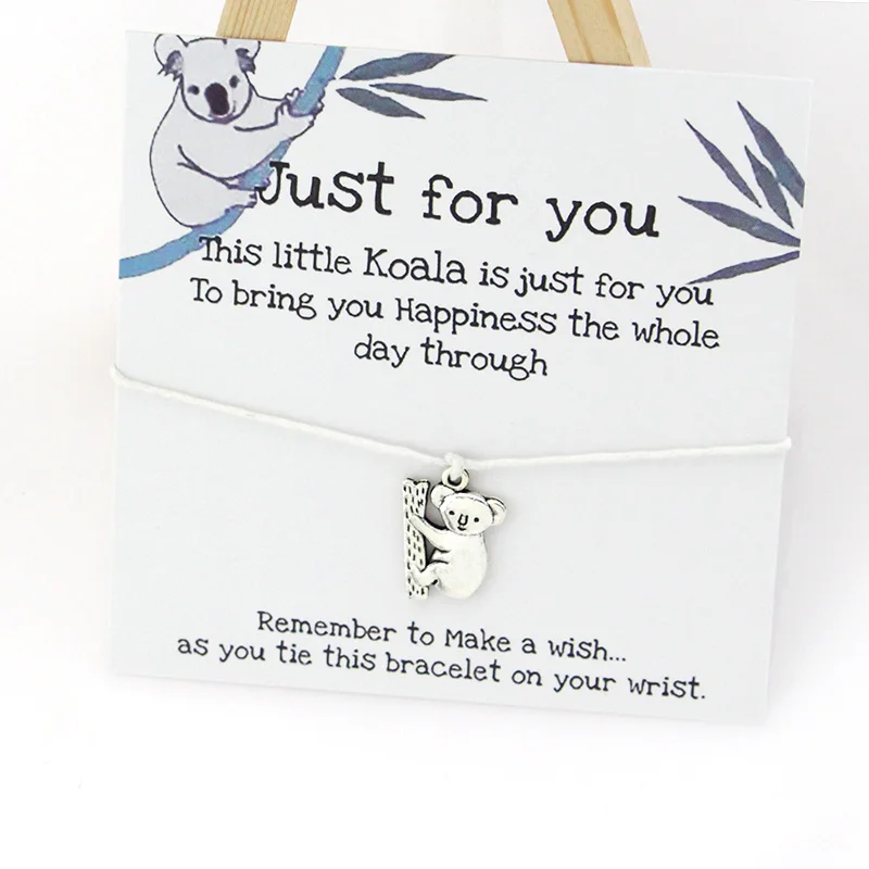 Lucky Koala Wish Bracelet Cute Koala Charm Wish Card Friendship Bracelets Koala Jewelry for Women Men Best Friend Gifts