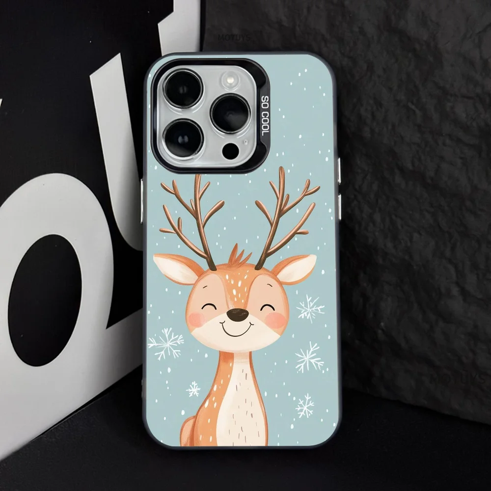 Christmas Aesthetic Reindeer  Phone Case Phone Case IMD color silver shell For iPhone 16 15 14 13 12 11 Pro Max Plus