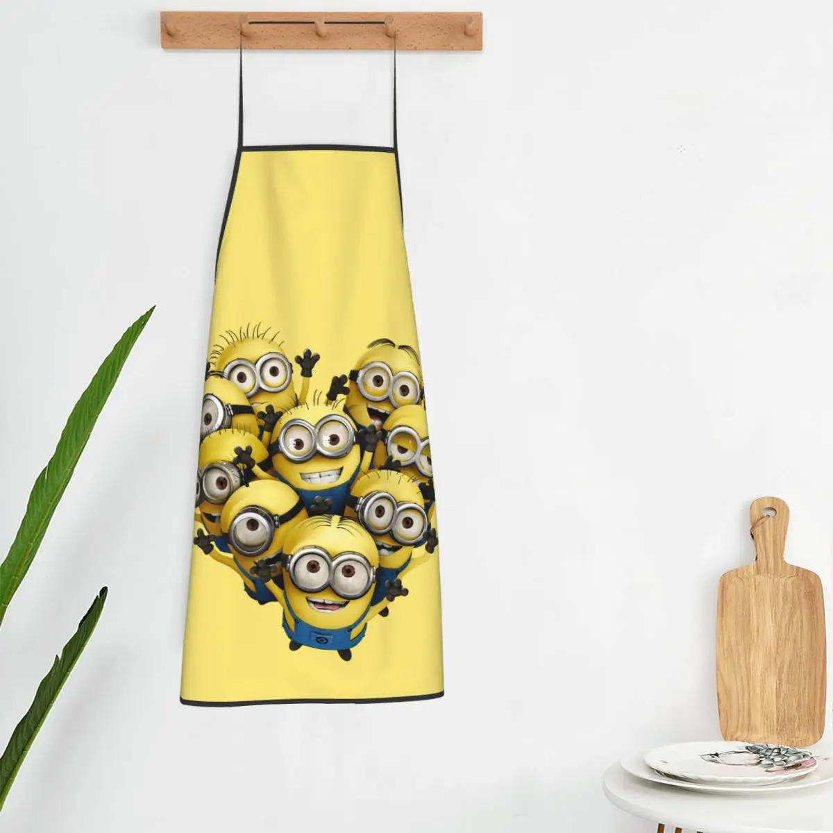 Custom Unisex Minions Cartoon Heart Kitchen Chef Cooking Baking Apron Women Men Tablier Cuisine for Painting