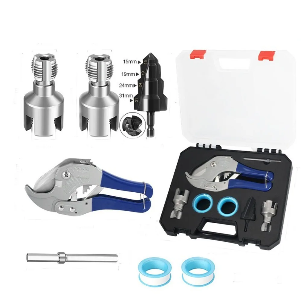 

7pcs/set Complete Threading Kit PPR Pipe Threading Kit Dies Reamer Inner Hole Opener Plumbing PPR Pipe Kit