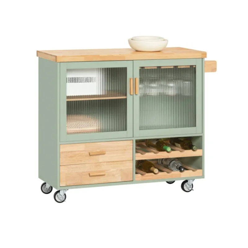 SoBuy FKW114 Küchenwagen mit Weinglashalter und Flaschenhaltern für leichte Mobilität Sideboards für Küche und Esszimmer