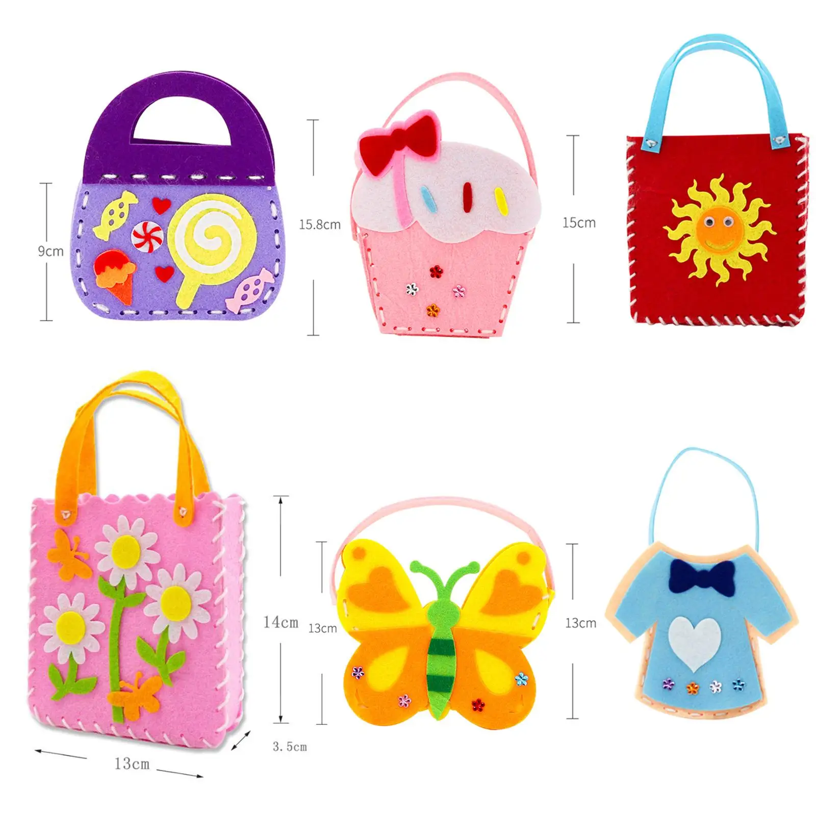 14 Pieces Handbags Kids Sewing Kit Preschool Fine Motor Skills Montessori Toys Learn to Sew DIY Craft for Birthday Holidays