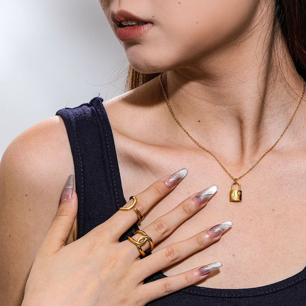 Joolim High End PVD Tarnish Free Fashion Classic Chunky Linellae Knot Ring for Women Stainless Steel Jewelry Wholesale