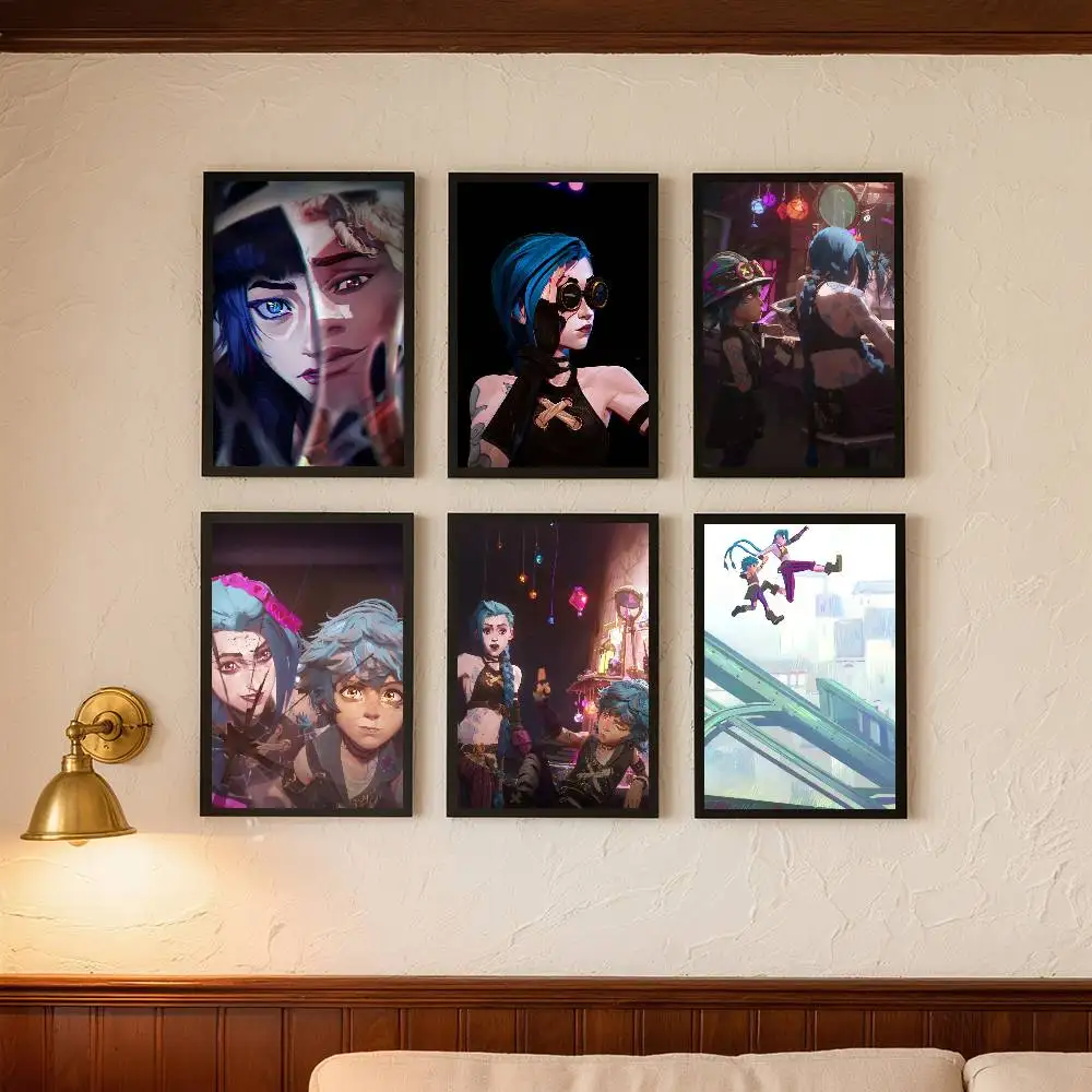 1 قطعة الكرتون أنيمي لعبة غامض L-LOL Jinx المشارك ذاتية اللصق الفن ورق مقاوم للماء ملصق مقهى بار غرفة جدار ديكور