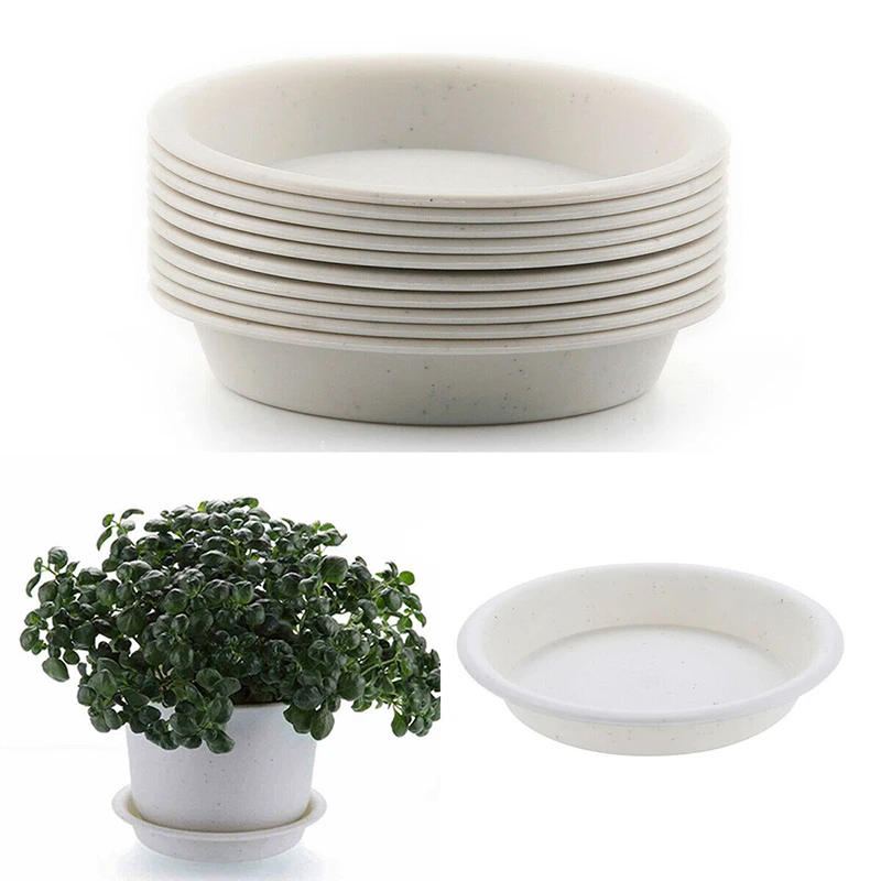 PP Round Saucer Trays 10pcs for Flower Pots Prevent Water Damage on Surfaces Indoor Outdoor Balcony Living Room Decoration