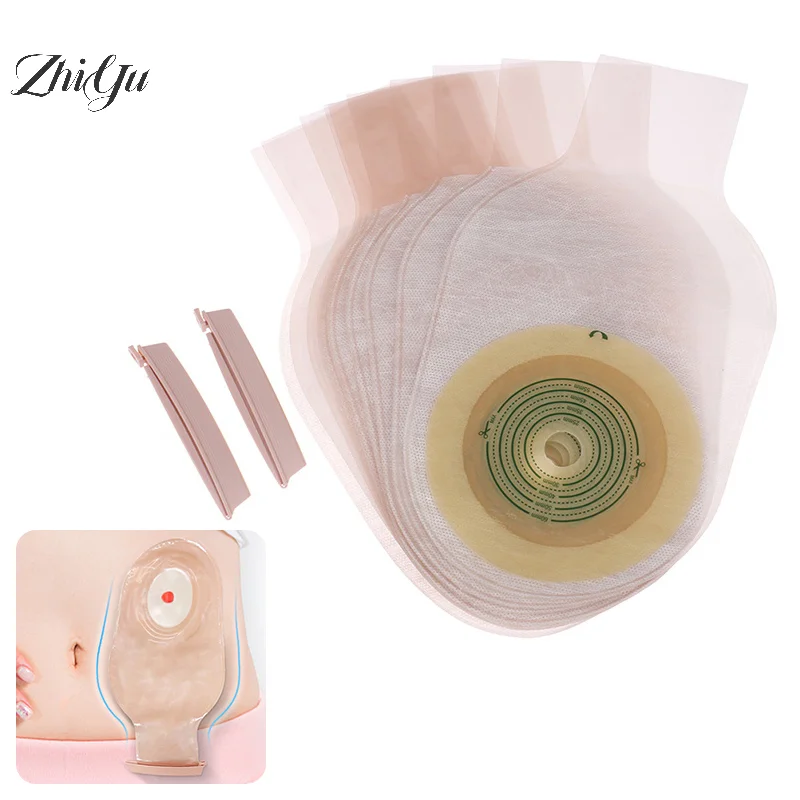 10 pz Valvola di Scarico Sistema monopezzo Sacchetti per Colostomia per Adulti Bambino Usa E Getta Colostomia Apertura del Sacchetto Con Chiusura a Clip