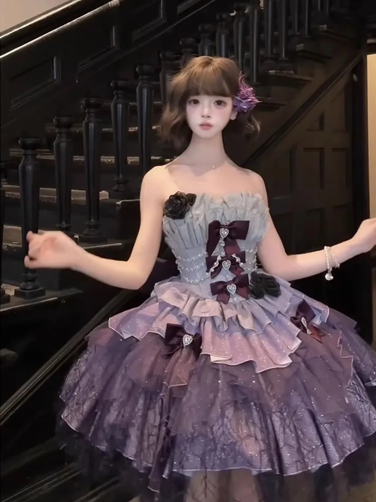 

and elegant purple halter coming-of-age birthday puffy dress