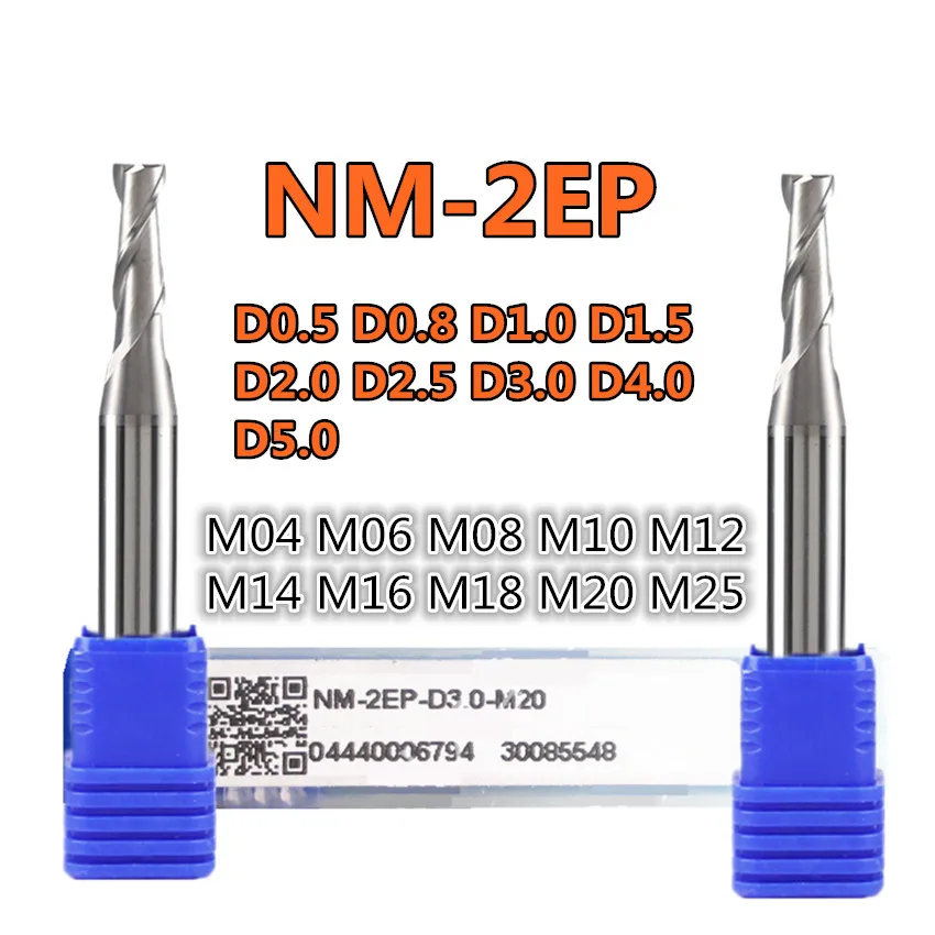 

NM-2EP-D1.0-M04 M06 M08 M10 M12 M14 / NM-2EP-D1.5-M08 M16 NM-2EP ZCC.CT Two Flute Long Neck Short Blade Flat end mills