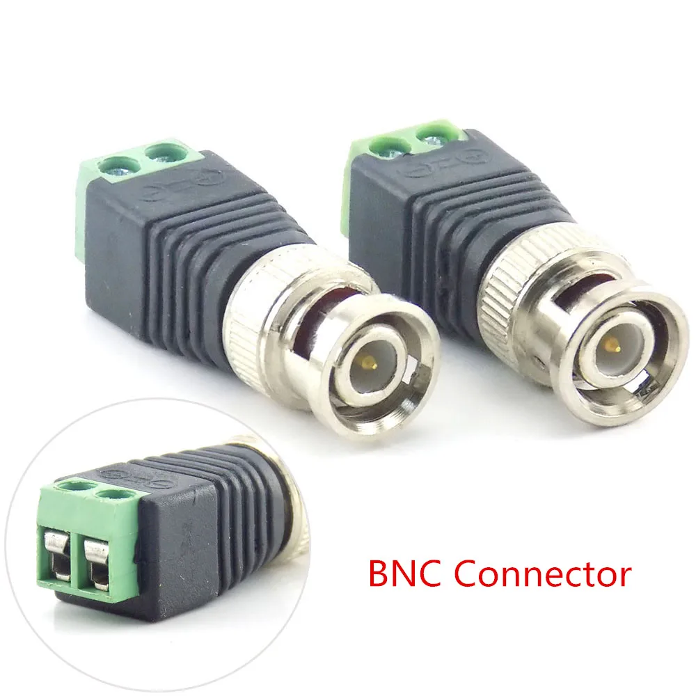 10pcs 12V DC Male DC Female Plug BNC Male Connector Plug CCTV DC Power Cable 2.1 x 5.5mm BNC Adapter for Led Strip Light