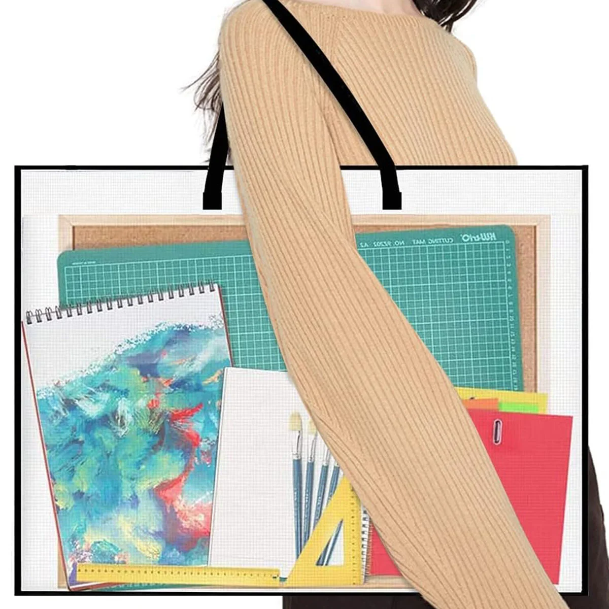 Gfc-2 Pack 19X25 Inches Художественный портфель, папка-портфель для произведений искусства, сумка для хранения плакатов с папкой на молнии и ручке