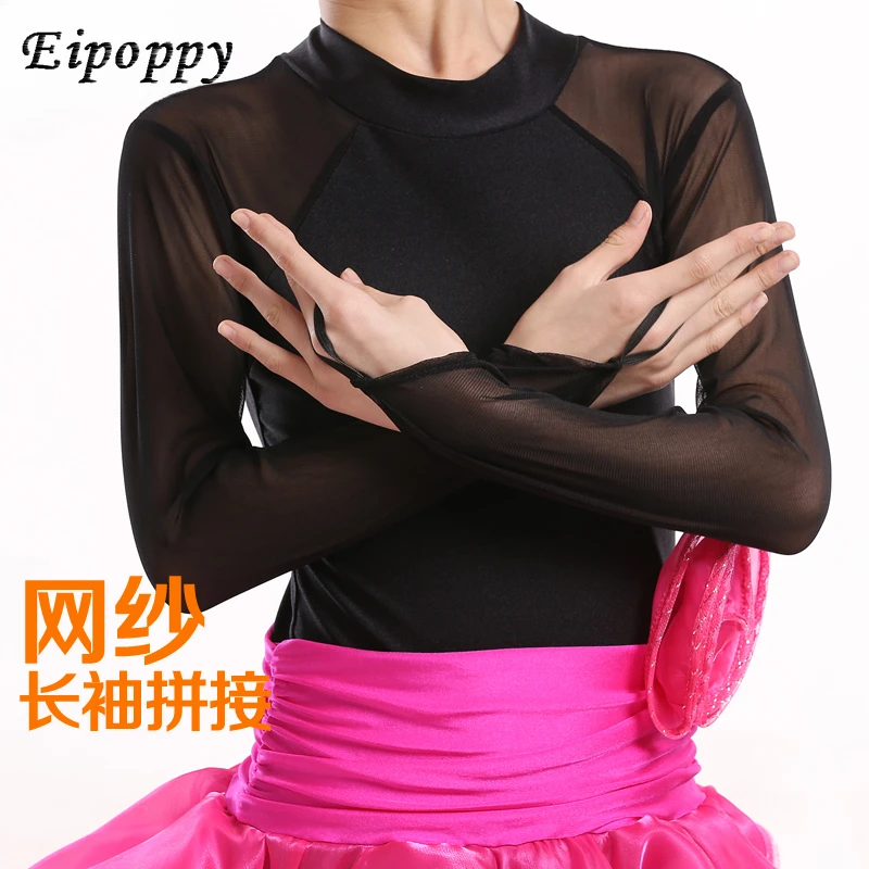 New children's long-sleeved net gauze dress Latin dance costumes girls clothing children's autumn and winter dance skirt