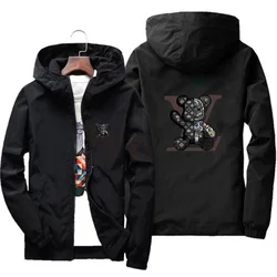 Men's luxury brand new hooded windbreaker, mountain climbing sports 2024 men's fashionable printed casual jacket high-qualitytop