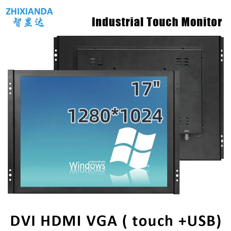 

Zhixianda 17 Inch 1280*1024 Industrial Open Frame Monitor Capacitive Resisitive Touch Screen LCD Display With DVI VGA HDMI rface