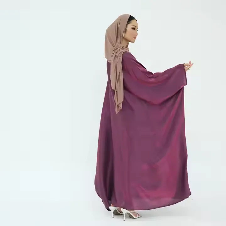 Eid Djellaba Shiny Abayas for Women Muslim Dress Batwing Sleeve Kebaya Jalabiya Dubai Abaya Turkey Kaftan Femme Robe Islam Gown