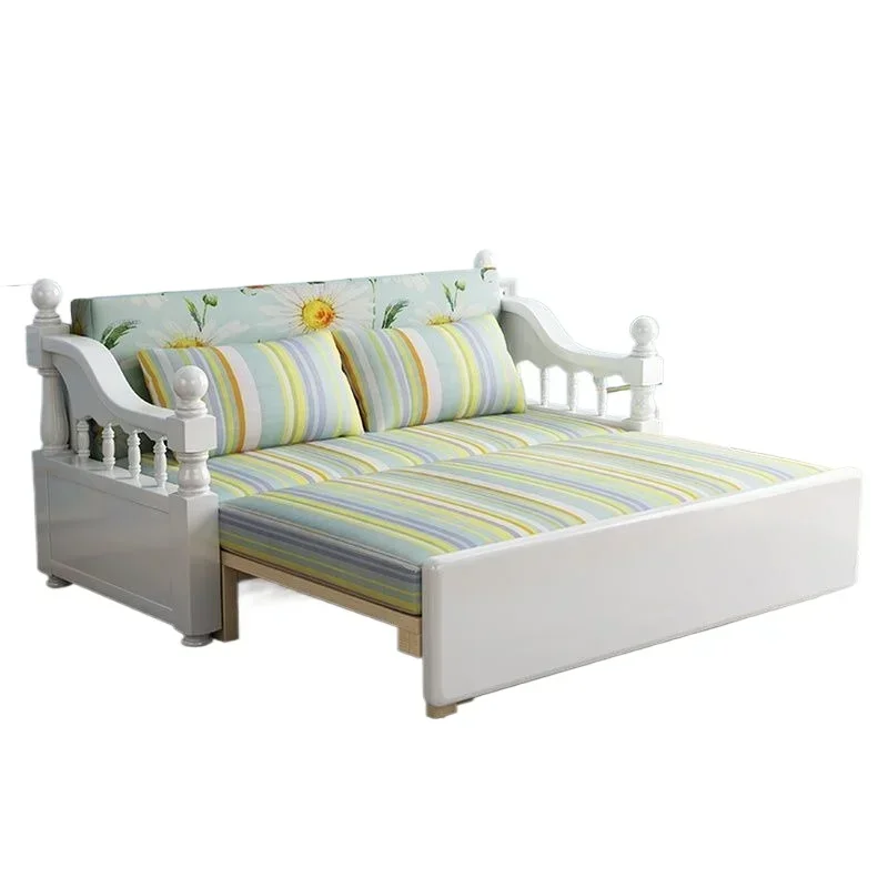 

Multifunctional solid wood, sofa bed dual-purpose small apartment fabric sofa, dual-purpose bed simple double
