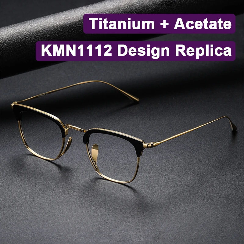 Japanese Brand Reproduction KMN1112 Design Eyewear Pure Titanium Eyebrow Frame Acetate Big 140mm Eyeglasses Men Square Glasses