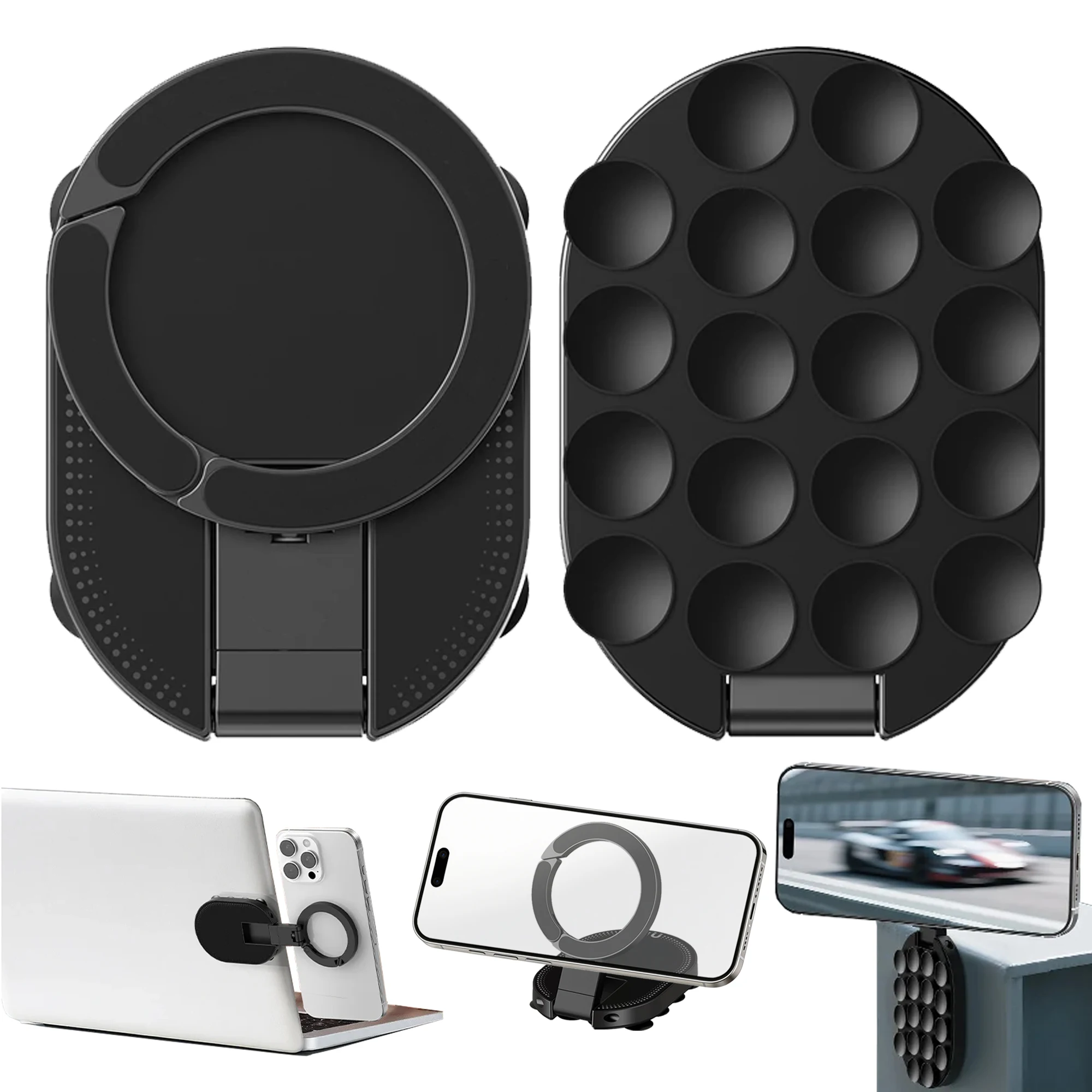 Magnetische Handyhalterung, Saugnapf-Handyhalterung, 360° °   Drehbar, Faltbar, Starker Magnet, Vakuum-Saugnapf, Doppelfunktion, Magsafe